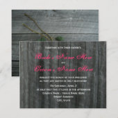 Barn-deur en hot-roze Rozen huwelijksuitnodiging Kaart (Voorkant / Achterkant)