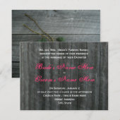 Barn-deur en hot-roze Rozen huwelijksuitnodiging Kaart (Voorkant / Achterkant)