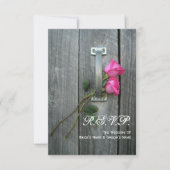 Barn-deur en roze rozen bruiloft kleine RSVP (Voorkant)