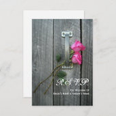 Barn-deur en roze rozen bruiloft kleine RSVP (Voorkant / Achterkant)