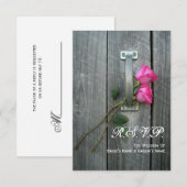 Barn-deur en roze rozen bruiloft kleine RSVP Kaartje (Voorkant / Achterkant)