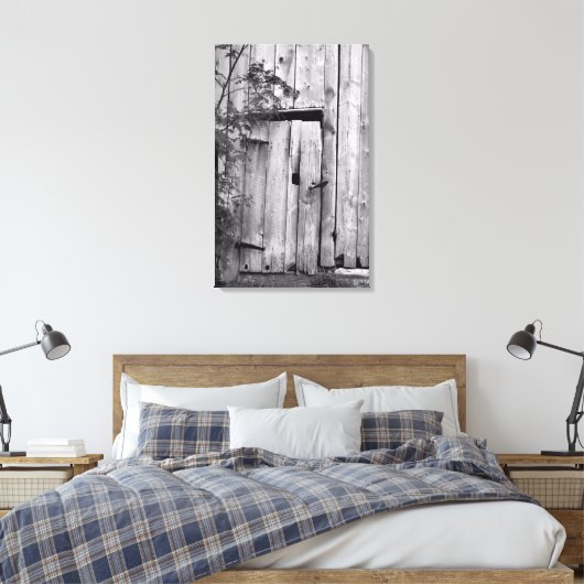 Barn-deur in zwart-wit canvas afdrukken (Insitu (Slaapkamer))