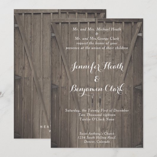 Barn Doors bruiloft uitnodiging (Voorkant / Achterkant)