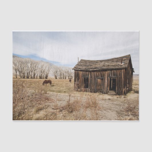 Barn en paarden in een veld uitdrogen tissuepapier (Voorkant)