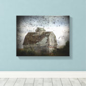 Barn en vogels canvas afdruk (Insitu (Houten vloer))