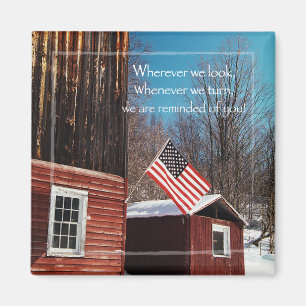Barn Flag Patriotic Herinnert iedereen rond Magneet