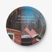 Barn Flag Patriotic Herinnert iedereen rond Papieren Bordje (Voorkant)