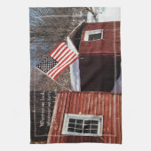 Barn Flag Patriotic Herinnert iedereen rond Theedoek (Verticaal)