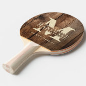 Barn Floor Boards Monogram & Name Overlay Tafeltennisbatje (Voorkant Gekanteld)