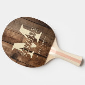 Barn Floor Boards Monogram & Name Overlay Tafeltennisbatje (Zijkant)