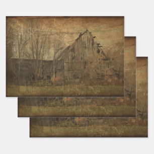 Barn Grunge Texture Sepia  Land Rustic Inpakpapier Vel