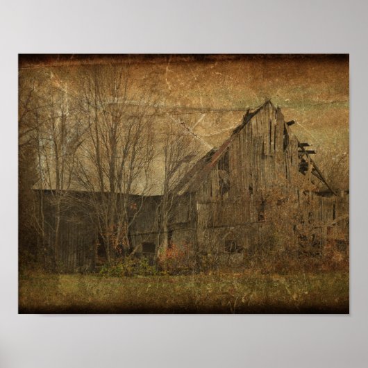 Barn Grunge Texture Sepia  Land Rustic Poster (Voorkant)