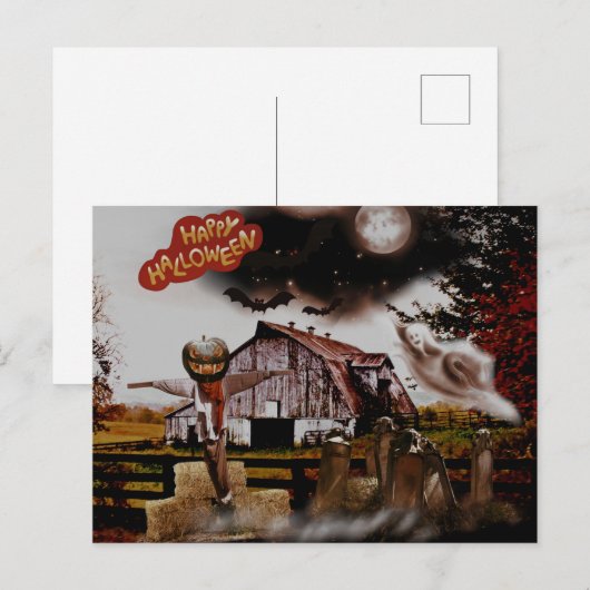 *~* Barn Hay Goblin Spooky Ghost HALLOWEEN Unique Briefkaart (Voorkant / Achterkant)