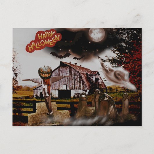 *~* Barn Hay Goblin Spooky Ghost HALLOWEEN Unique Briefkaart (Voorkant)