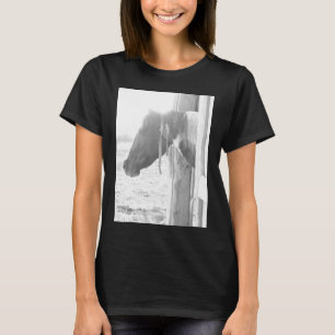 Barn Horse/Black en White Photography T-shirt