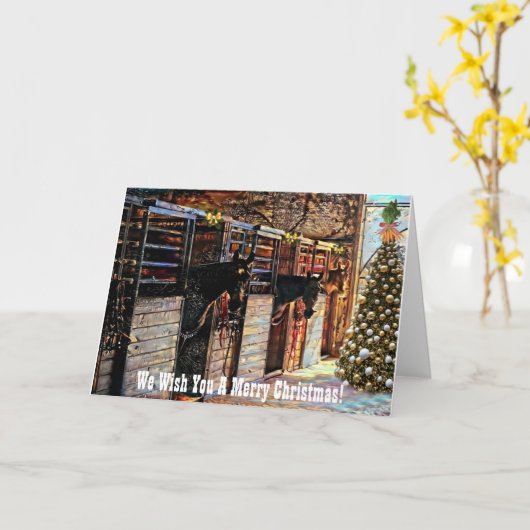 Barn Horse Kerstfeestdag Kaart (Gele Bloem)