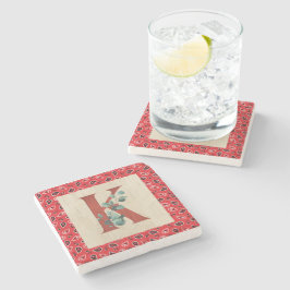 Barn Hout & Bandana Letter K Stenen Onderzetter