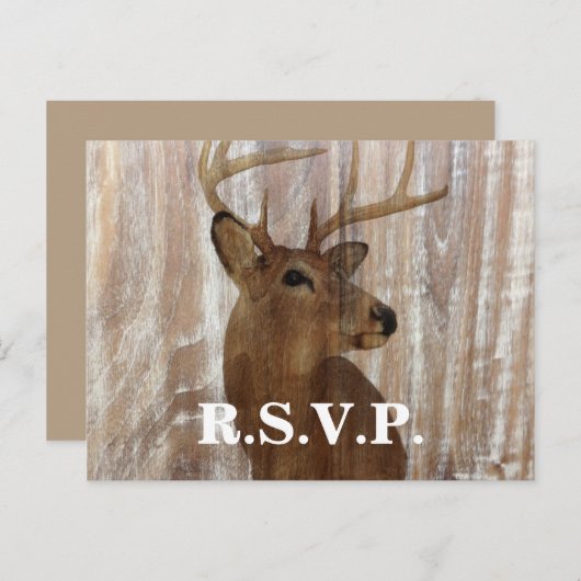 Barn hout herten jacht is over bruiloft RSVP Uitnodiging Briefkaart (Voorkant / Achterkant)