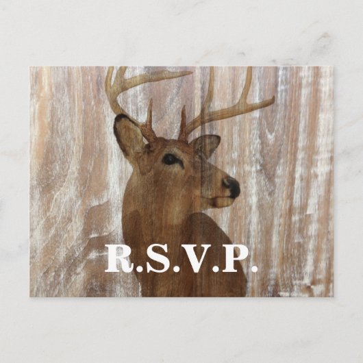 Barn hout herten jacht is over bruiloft RSVP Uitnodiging Briefkaart (Voorkant)