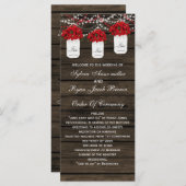 Barn hout poinsettias metselaar pot bruiloft progr programmakaart (Voorkant / Achterkant)