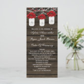 Barn hout poinsettias metselaar pot bruiloft progr programmakaart (Staand voorkant)