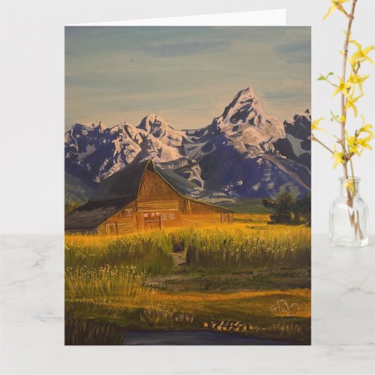Barn in de Grand Teton, door Gary Poling Kaart (Gele Bloem)