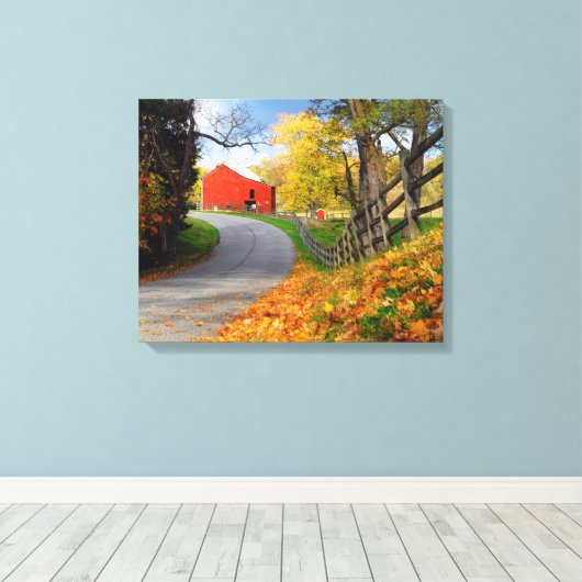 Barn in Herfst Canvas Afdruk (Insitu (Houten vloer))