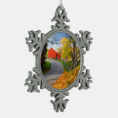 Barn in Herfst Tin Sneeuwvlok Ornament (Links)