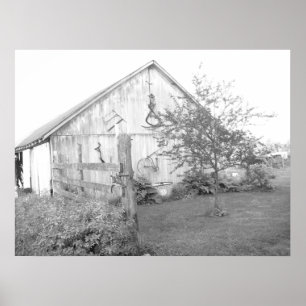 Barn in landfoto/zwarte en witte foto poster