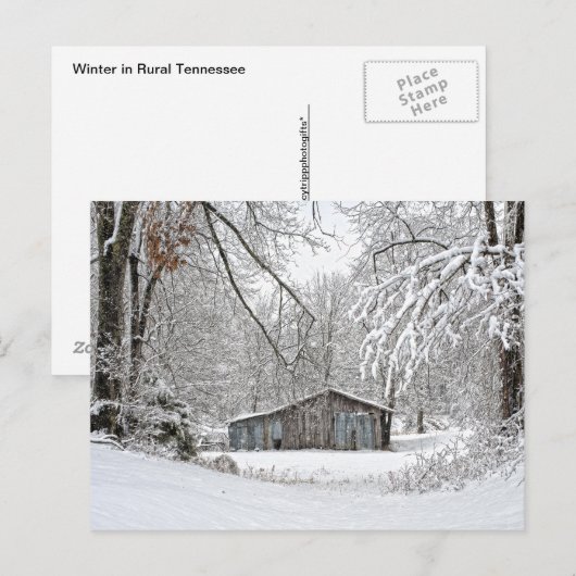  Barn in verse sneeuw - Plattelandscentrale Briefkaart (Voorkant / Achterkant)