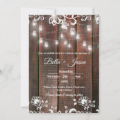 Barn Lace Rustic Wood String Light Country Wedding Kaart (Voorkant)