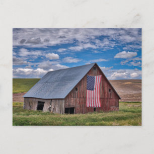 Barn met Amerikaanse vlag   Colfax, Washington Briefkaart