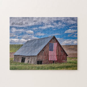 Barn met Amerikaanse vlag   Colfax, Washington Legpuzzel