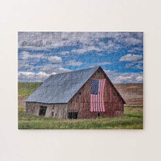 Barn met Amerikaanse vlag | Colfax, Washington Legpuzzel (Horizontaal)
