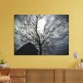 Barn met Sky & Bare Trees zwart & White Photo Canv Canvas Afdruk (Insitu (Woonkamer))
