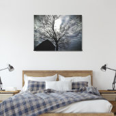 Barn met Sky & Bare Trees zwart & White Photo Canv Canvas Afdruk (Insitu (Slaapkamer))