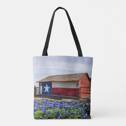 Barn met Texas Flag en Bluebonnets Canvas tas (Achterkant)