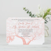 Barn of Woodland Coral Forest Typography Wedding Kaart (Staand voorkant)