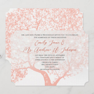 Barn of Woodland Coral Forest Typography Wedding Kaart