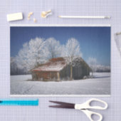 Barn omringd met winterbomen tissuepapier (Craft)