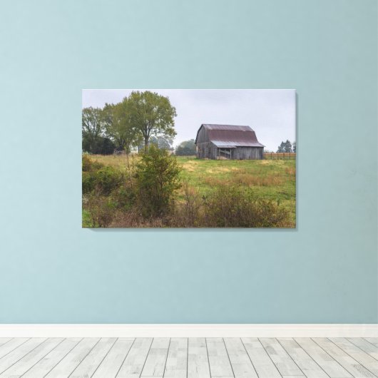 Barn op een heuvel canvas afdruk (Insitu (Houten vloer))