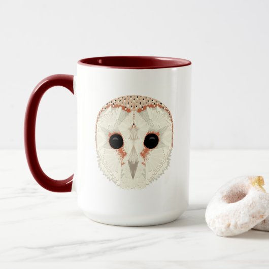 Barn Owl 15oz. Mok donkerrood (Met donut)