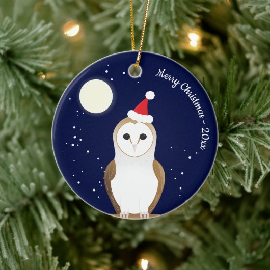 Barn Owl Animal Kerstmis Keramisch Ornament (Boom)