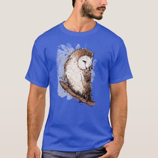 Barn Owl Autumn Ink retro retro T-shirt (Voorkant)