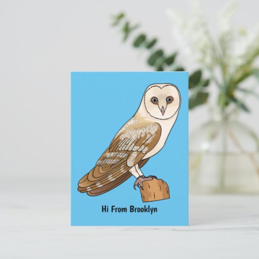 Barn owl bird cartoon illustration briefkaart (Staand voorkant)
