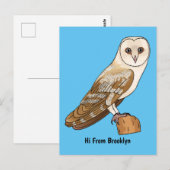 Barn owl bird cartoon illustration briefkaart (Voorkant / Achterkant)