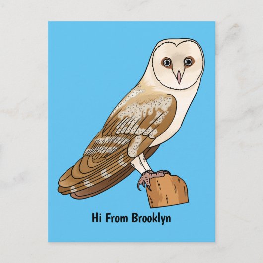 Barn owl bird cartoon illustration briefkaart (Voorkant)