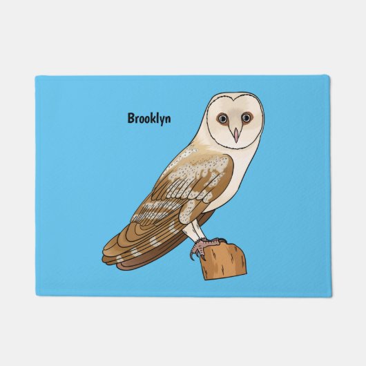 Barn owl bird cartoon illustration deurmat (Voorkant)