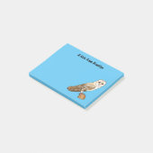 Barn owl bird cartoon illustration  post-it® notes (Schuin)
