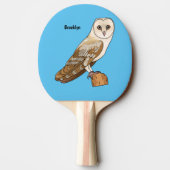 Barn owl bird cartoon illustration tafeltennisbatje (Achterkant)